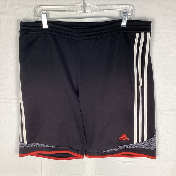 Adidas Basketball Shorts Black Red Men's Size Large Striped Climacool Sportswear - Picture 1 of 8